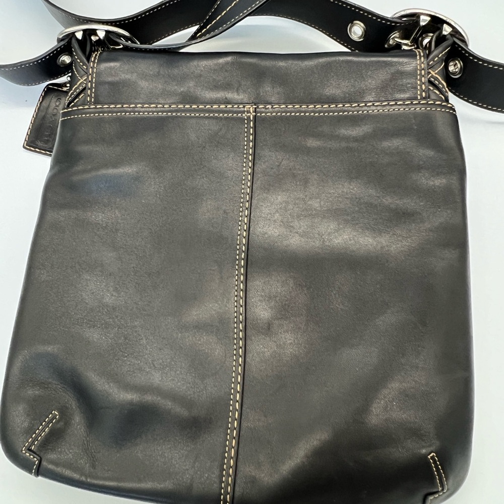 Coach Black Leather Crossbody Bag with Silver Buckle - Picture 5 of 10